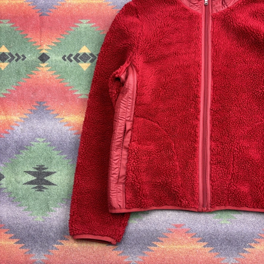 Lauren Ralph Lauren Active Fleece‎ Jacket Women's Large Red Deep Pile Full Zip - Picture 3 of 13